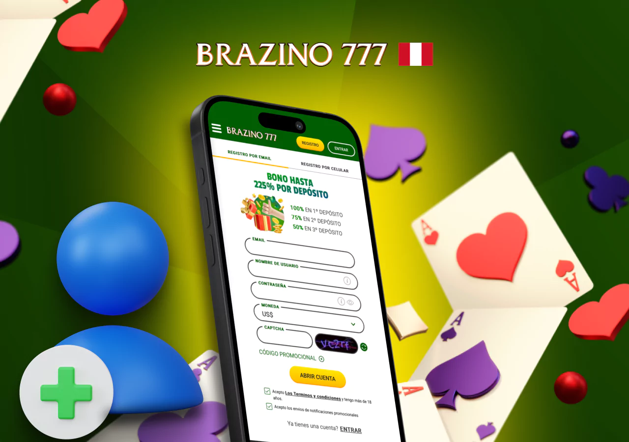 Proceso de registro de la cuenta Brazino777